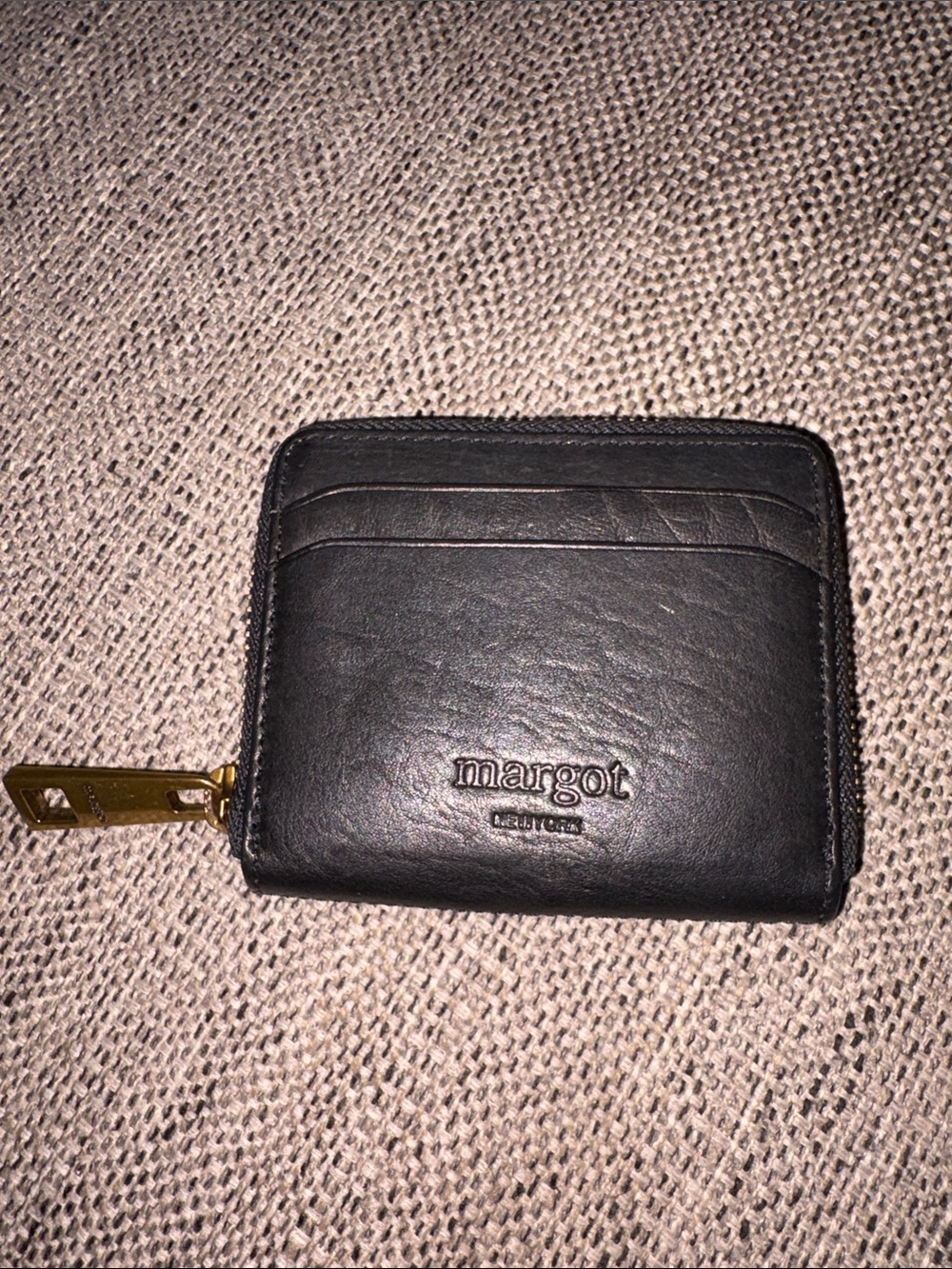 MARGOT NEW YORK LEATHER BLACK COMPACT WALLET